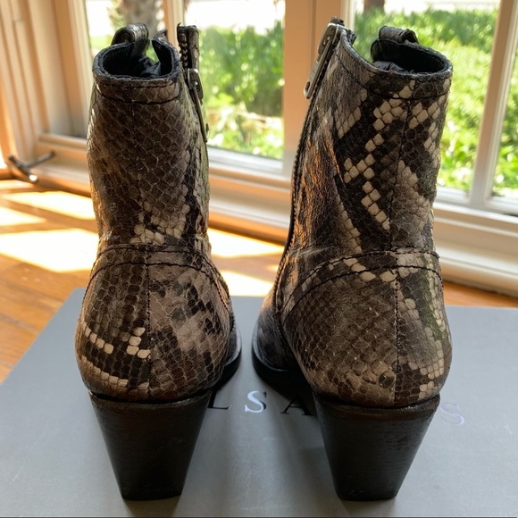 ALLSAINTS Rolene Snakeskin Heeled Cowboy Cowgirl Ankle Boots Bootie | Sz 6 | NIB - Picture 7 of 9